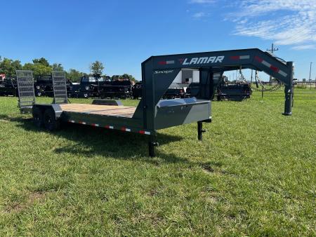 New 2026 Lamar 83x24 Tandem 14K GN Equipment Trailer w/ 2' Dove & Standup Ramps