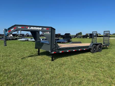 New 2026 Lamar 83x24 Tandem 14K GN Equipment Trailer w/ 2' Dove & Standup Ramps