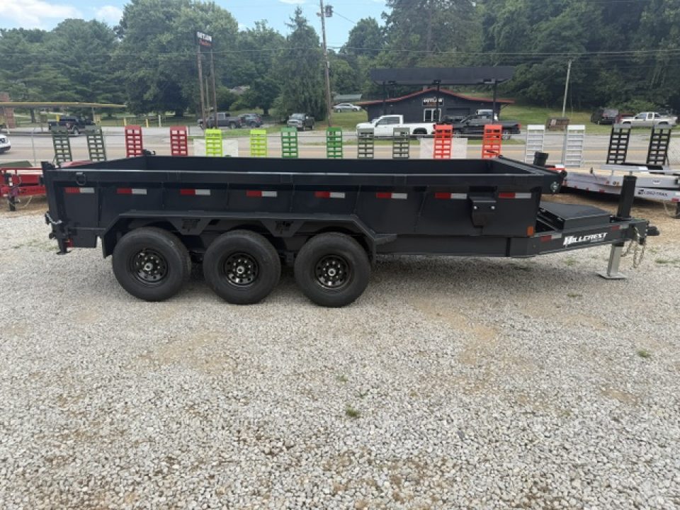 New Hillcrest Dump 7x16 21,000 GVWR 2' BP W/ Hyd Jack &HD Tube Ramps