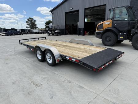 Used 2015 PJ 20’ flatbedTrailer 2-3500 lb axles=10K, dovetail, removable fenders, Rear Slide In Ramps