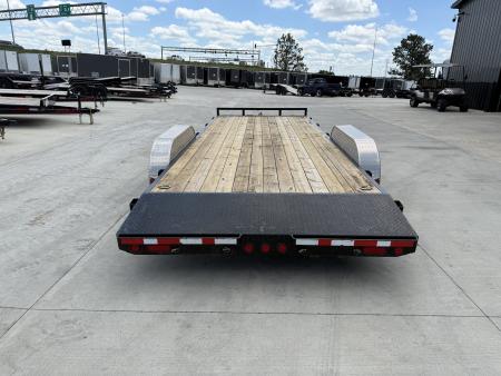 Used 2015 PJ 20’ flatbedTrailer 2-3500 lb axles=10K, dovetail, removable fenders, Rear Slide In Ramps