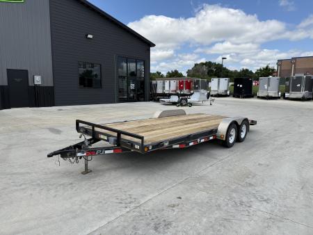 Used 2015 PJ 20’ flatbedTrailer 2-3500 lb axles=10K, dovetail, removable fenders, Rear Slide In Ramps