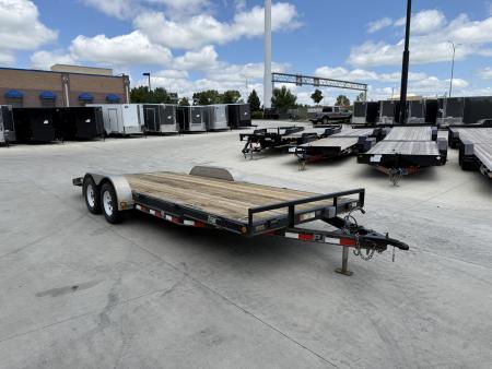 Used 2015 PJ 20’ flatbedTrailer 2-3500 lb axles=10K, dovetail, removable fenders, Rear Slide In Ramps