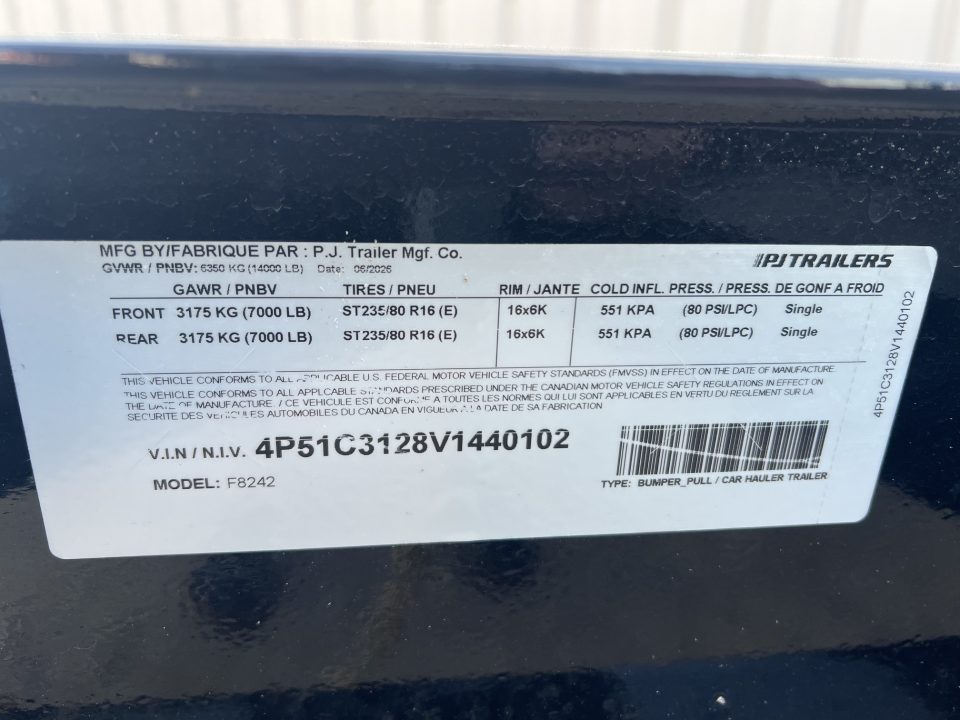 New 2027 PJ Trailers 24' F8 Deckover Equipment Trailer