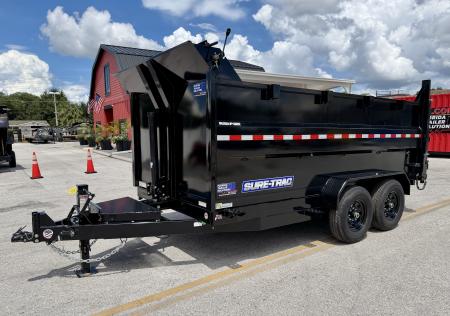 New 2026 Sure-Trac 7x14 HD Low Profile 4ft Side Telescopic Dump 14K Dump Trailer