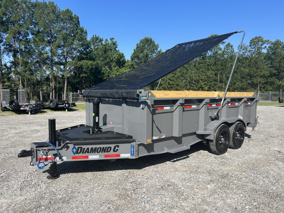 New 2026 Diamond C LPT208 7x16 Dump Trailer, with 8K Axles, 32" Sides, 7ga Floor, Swing Tarp, Hyd Jack ,..