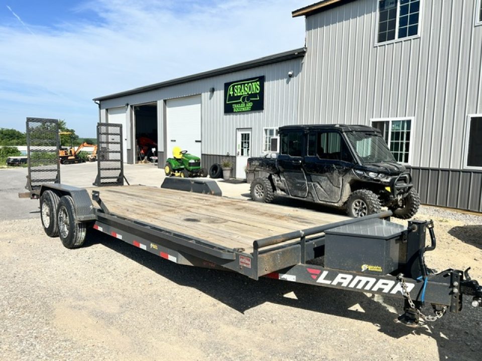 Used 2022 Lamar Trailers 83"x22' HD 16k Equipment Trailer Stand up ramps Equipment Trailer