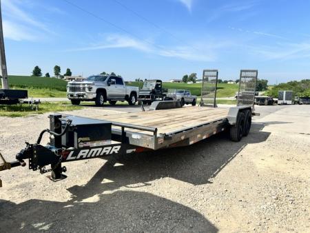 Used 2022 Lamar Trailers 83"x22' HD 16k Equipment Trailer Stand up ramps Equipment Trailer