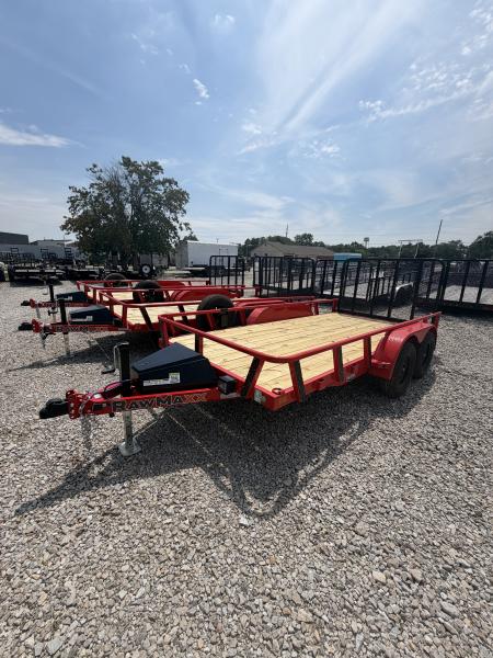 New 2027 RAWMAXX UTX1477BP7K Utility Trailer 77X14 TA STRAIGHT DECK (GVW:7000) RUBY RED