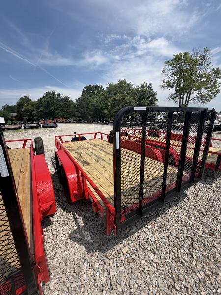 New 2027 RAWMAXX UTX1477BP7K Utility Trailer 77X14 TA STRAIGHT DECK (GVW:7000) RUBY RED