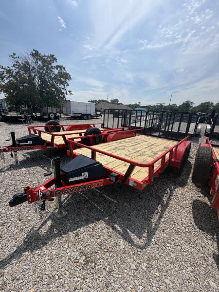 New 2027 RAWMAXX UTX1477BP7K Utility Trailer 77X14 TA STRAIGHT DECK (GVW:7000) RUBY RED