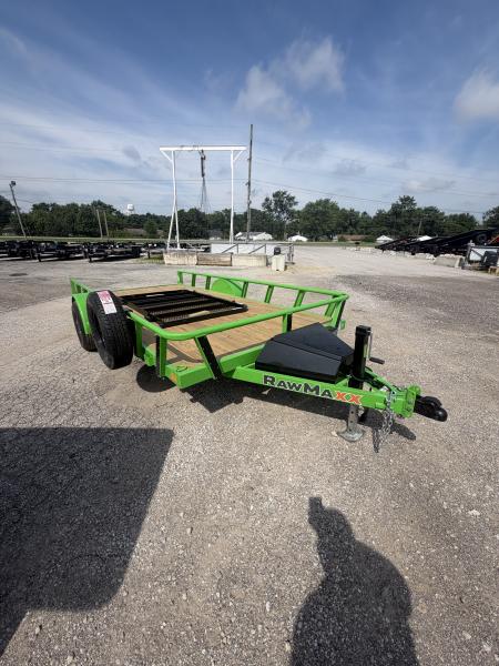 New 2027 RAWMAXX UTX1483BP3.5K Utility Trailer 83X14 SA STRAIGHT DECK (GVW:3500) LIMON GREEN