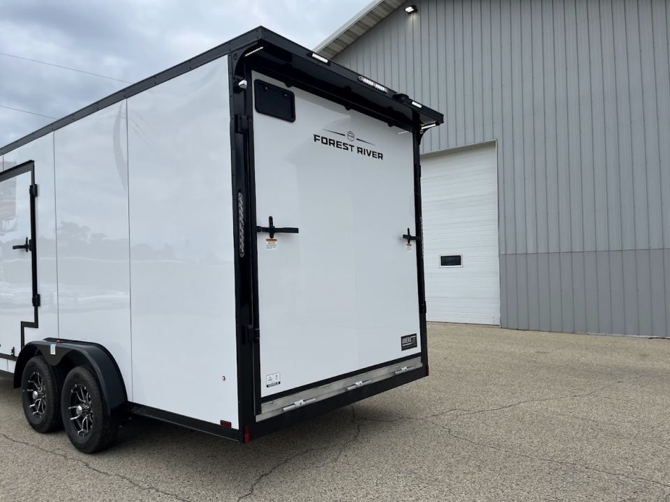New 2027 Forest River Aluminum Ameralite-Lite 7.5' x 18' + 20" V-Front w/ UTV & Black Out Package Cargo / Enclosed Trailer