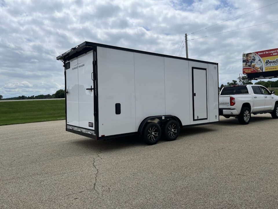 New 2027 Forest River Aluminum Ameralite-Lite 7.5' x 18' + 20" V-Front w/ UTV & Black Out Package Cargo / Enclosed Trailer