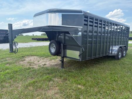 New 2026 Calico Trailers 6'8x20 Tandem 14K Livestock Trailer W/ 2 Cut Gates