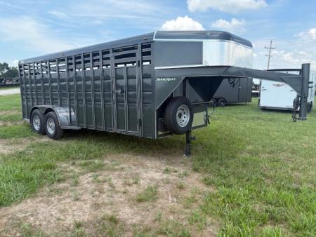 New 2026 Calico Trailers 6'8x20 Tandem 14K Livestock Trailer W/ 2 Cut Gates