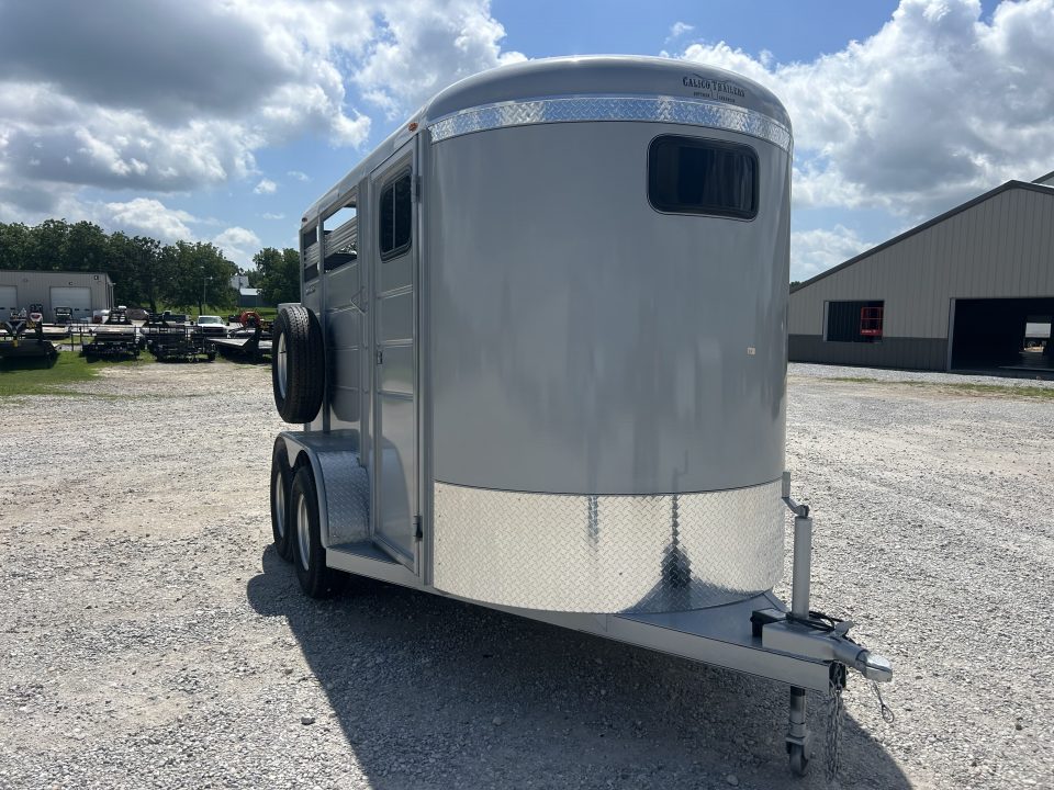 New 2026 Calico Trailers 2 HORSE SLANT Stock / Stock Combo Trailer