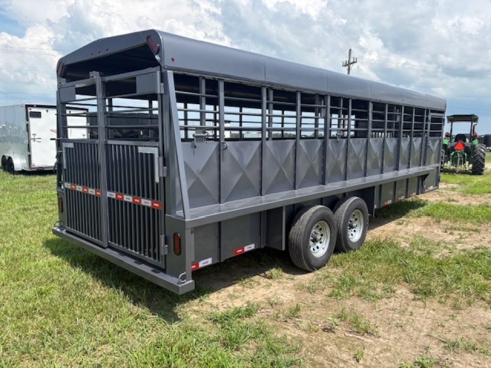 New 2026 Kodiak 6'8x24x6'6 Tandem 14K Livestock Trailer W/ 2 Cut Gates, Front Clean Out, & 14 Ply Tires