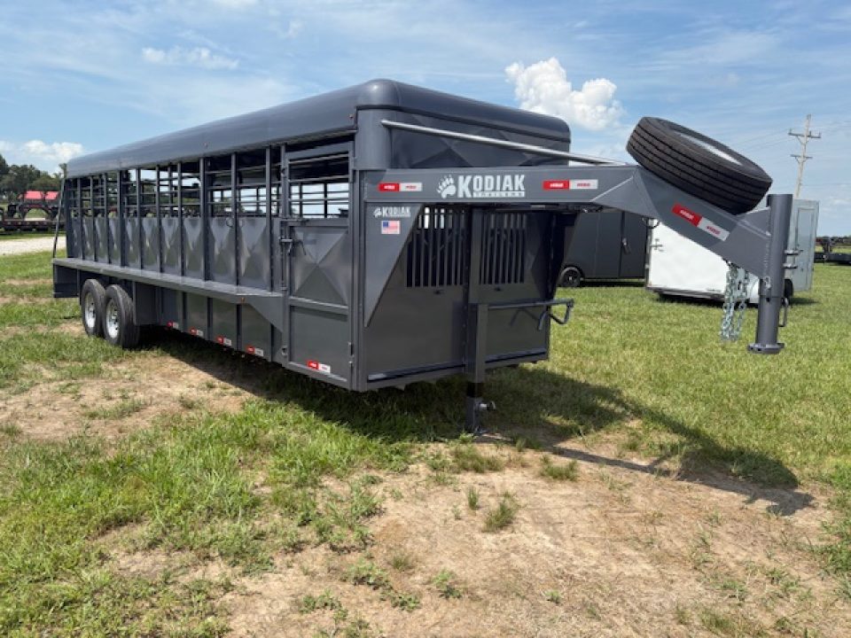 New 2026 Kodiak 6'8x24x6'6 Tandem 14K Livestock Trailer W/ 2 Cut Gates, Front Clean Out, & 14 Ply Tires