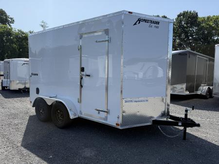 New 2027 Homesteader 7x12 V-Nose - RAMP DOOR - WHITE - 7' INTERIOR