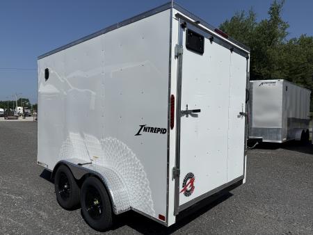 New 2027 Homesteader 7x12 V-Nose - RAMP DOOR - WHITE - 7' INTERIOR