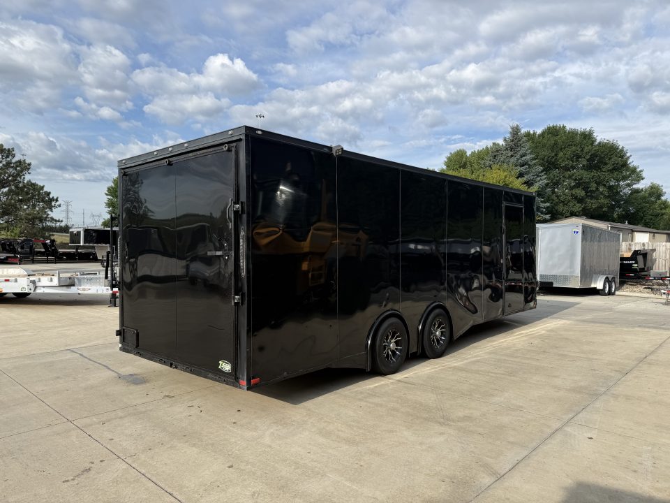 Used USED 2018 Spartan 8.5x24+2v dovetail enclosed cargo car hauler trailer Rear Ramp Door