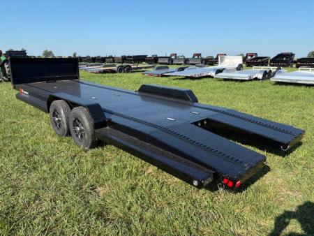 New 2027 MAXX-D 83x24 Tandem 9.9K Steel Floor Car / Racing Trailer W/ Rock Shield, In-Floor Lights, & E-Trac