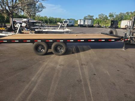 Used 2025 Big Tex Trailers 8.5X20 TANDEM AXLE 14000 GVWR Deckover Trailer NO DOVETAIL WITH PULL OUT RAMPS AND SPARE TIRE/WHEEL
