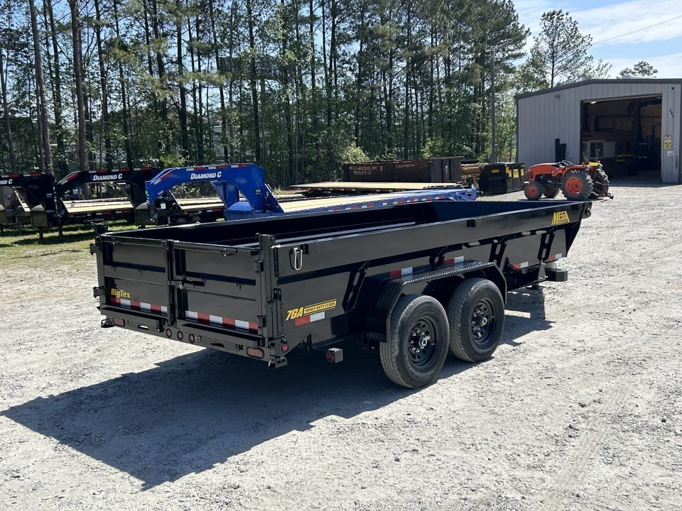 New 2027 Big Tex 14TD Dump Trailer, 7x16 6 stage telescopic 7 gauge floor comb gate tarp, ramps, and stabilizer feet included