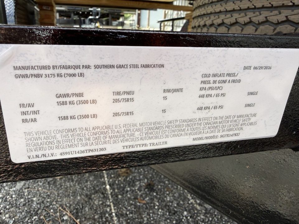 New 2026 Southern Grace Steel Fabrication 7x14 Tandem Axle Utility Trailer – 7K GVWR | Brakes | Spare Tire Carrier Utility Trailer