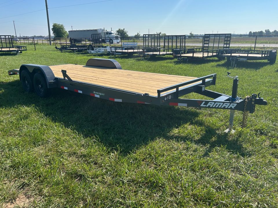 New 2027 Lamar 83x22 Tandem 10K Carhauler w/ 2' Dove & Slide In Ramps