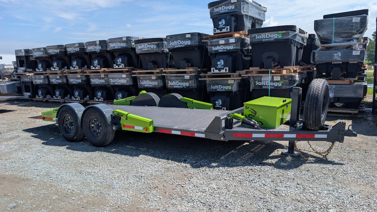 New 2026 "FlatTrak" by Belmont 7x18 HD Lay Flat Tilt Equipment Hauler w/ Hyd Jack