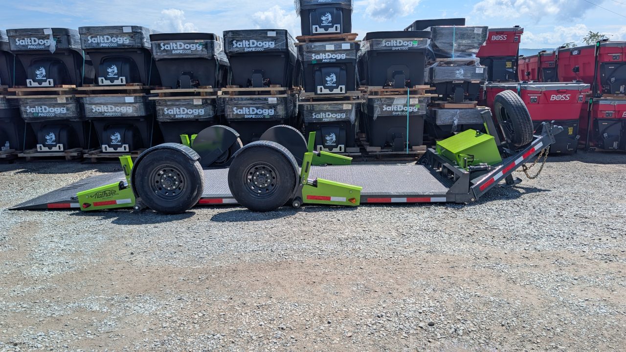 New 2026 "FlatTrak" by Belmont 7x18 HD Lay Flat Tilt Equipment Hauler w/ Hyd Jack