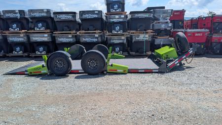 New 2026  FlatTrak  by Belmont 7x18 HD Lay Flat Tilt Equipment Hauler w/ Hyd Jack