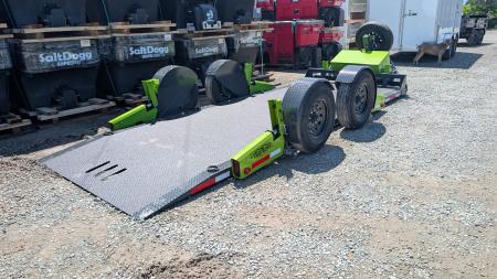 New 2026 "FlatTrak" by Belmont 7x18 HD Lay Flat Tilt Equipment Hauler w/ Hyd Jack