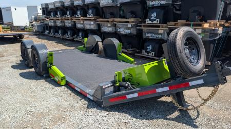 New 2026 "FlatTrak" by Belmont 7x18 HD Lay Flat Tilt Equipment Hauler w/ Hyd Jack