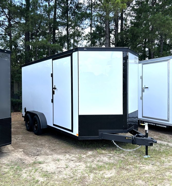 New 2026 Covered Wagon 7x16 Cargo / Enclosed Trailer, with 84" Interior height, Black Out Package