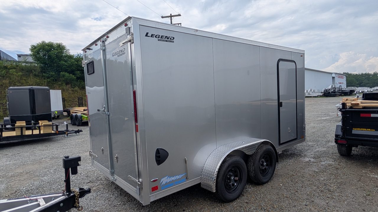 New 2027 Legend 7x14 + 2' V Thunder Aluminum Enclosed Cargo Trailer w/ Barn Doors
