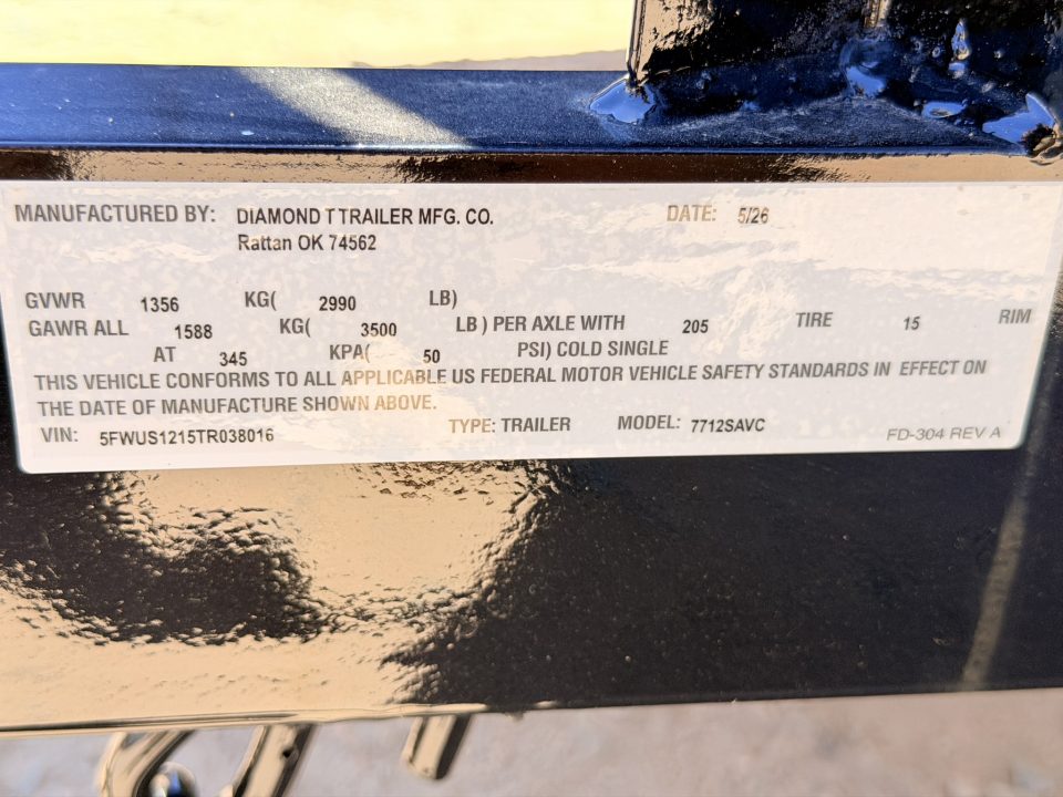 New 2026 Diamond T 6.5-12-2H Solid Side Rampgate Utility 3K GVWR(weight)