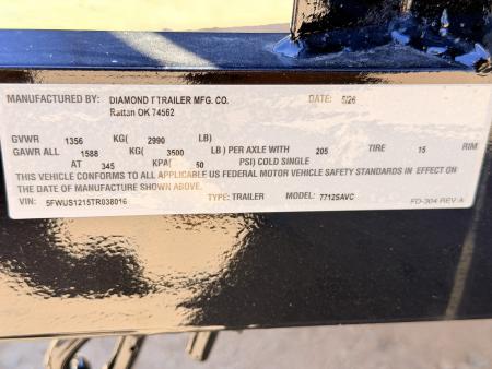 New 2026 Diamond T 6.5-12-2H Solid Side Rampgate Utility 3K GVWR(weight)