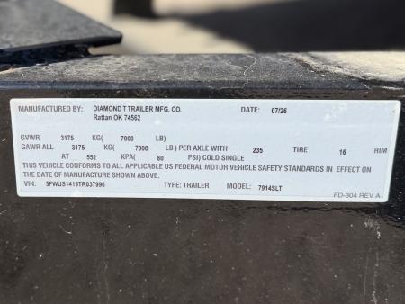 New 2026 Diamond T 6.5-14 Tilt Equipment Hauler 7K GVWR