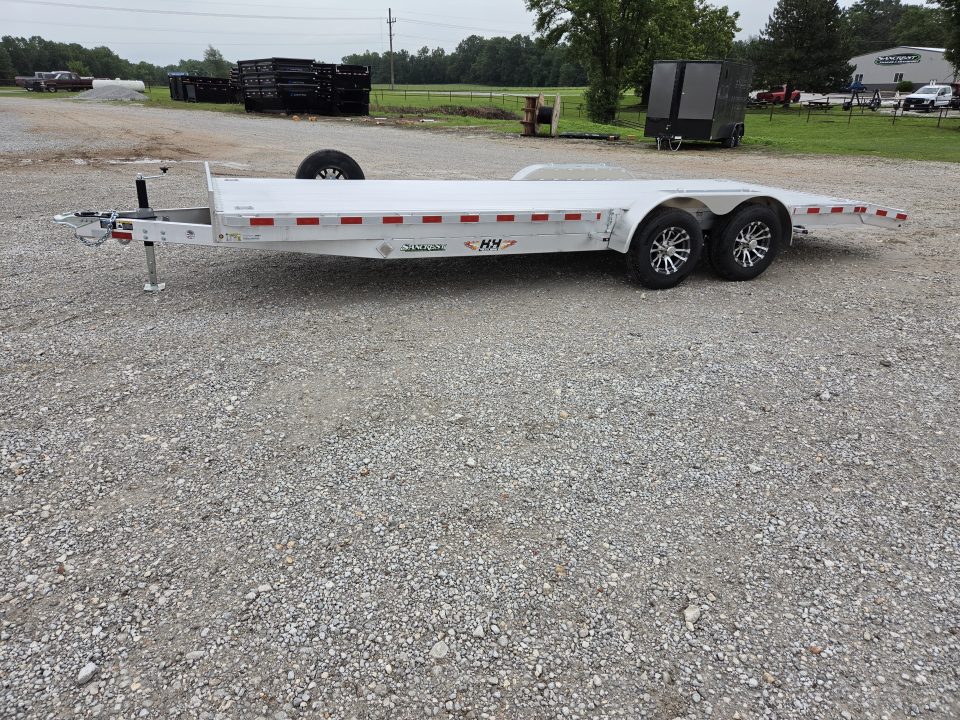 New 2026 H&H 82X22 TANDEM 10K ALUMINUM CAR HAULER W/2' DOVE SLIDEOUT RAMPS & EXTRUDED DECK