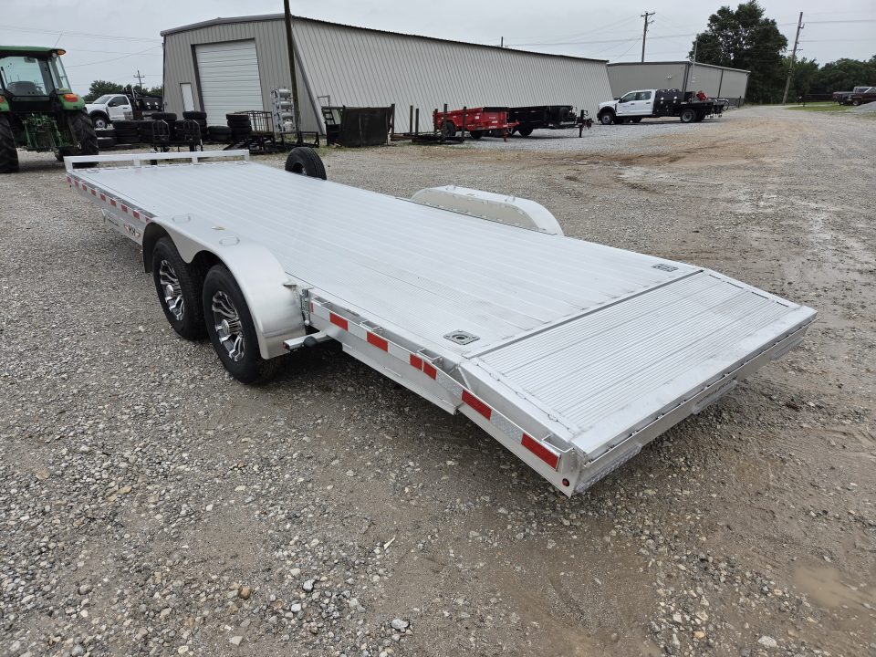 New 2026 H&H 82X22 TANDEM 10K ALUMINUM CAR HAULER W/2' DOVE SLIDEOUT RAMPS & EXTRUDED DECK