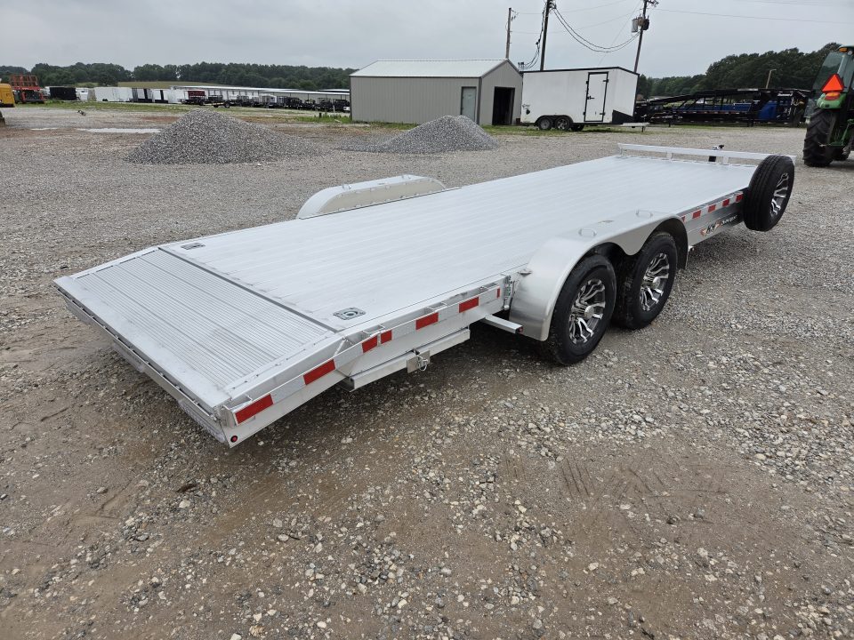 New 2026 H&H 82X22 TANDEM 10K ALUMINUM CAR HAULER W/2' DOVE SLIDEOUT RAMPS & EXTRUDED DECK