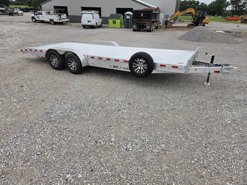 New 2026 H&H 82X22 TANDEM 10K ALUMINUM CAR HAULER W/2' DOVE SLIDEOUT RAMPS & EXTRUDED DECK