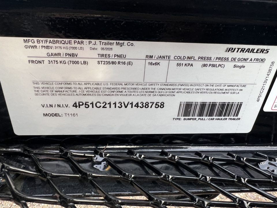 New 2027 PJ Trailers 16' T1 Tiltbed Equipment Tilt Trailer