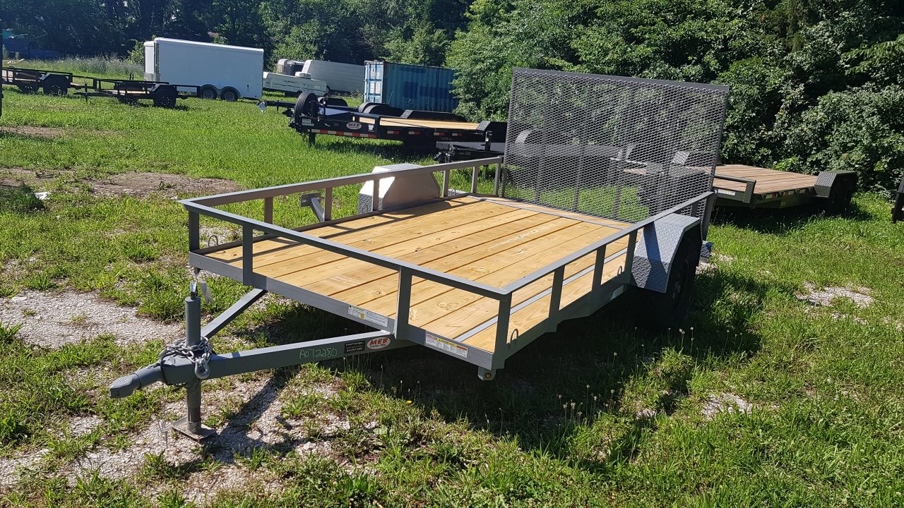 New 2026 MEB 77x12 Angle Frame Utility Trailer w Dovetail and Gate