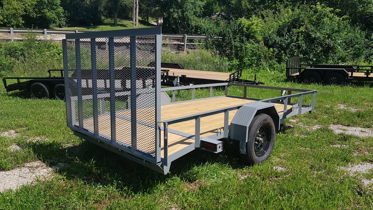 New 2026 MEB 77x12 Angle Frame Utility Trailer w Dovetail and Gate