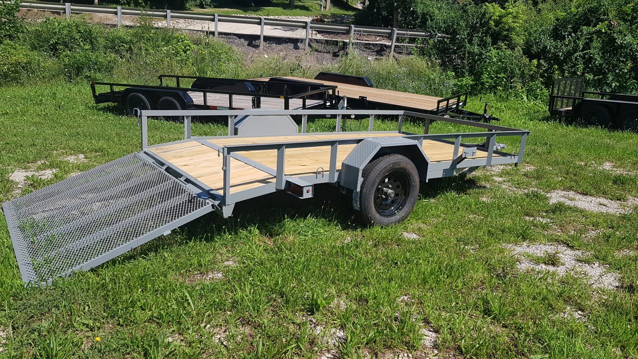 New 2026 MEB 77x12 Angle Frame Utility Trailer w Dovetail and Gate
