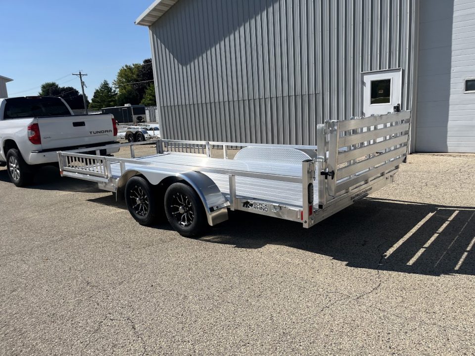 New 2027 Black Rhino Aluminum 81"x16' LST716A w/ Side Load Ramps & Bifold Gate (ATV / UTV / Side by Side) Utility Trailer